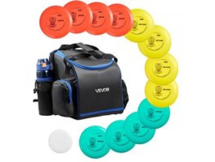 VEVOR Disgolf Set Disc Golf Scheiben (12 + 1) für Anfänger, Starter-Set, mit Putter, Mid-Range, Driver, inklusive Mini-Marker, tragbarer Rucksack, für Garten Rasen Strand und Park im Freien