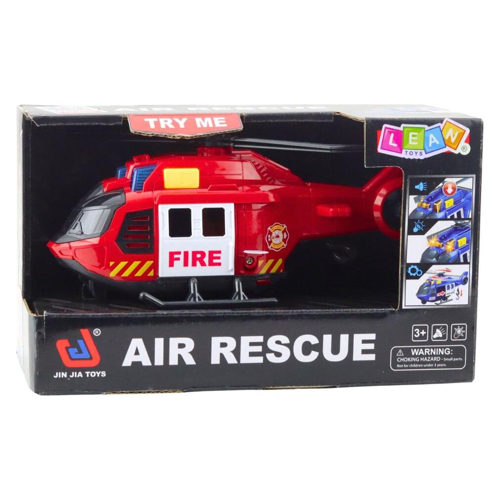 Lean Toys Feuerwehrhubschrauber mit Kran, Lichtern und Geräuschen, Rot (65649638)