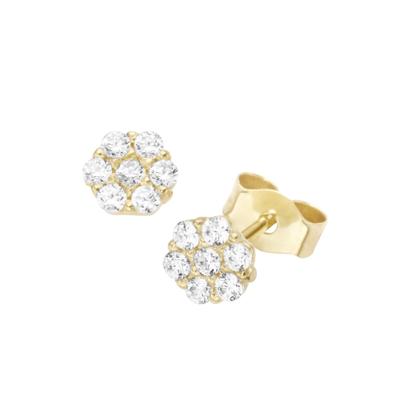 Paar Ohrstecker LUIGI MERANO "Blüte mit Zirkonia, Gold 375", gold, Ohrringe, Damen