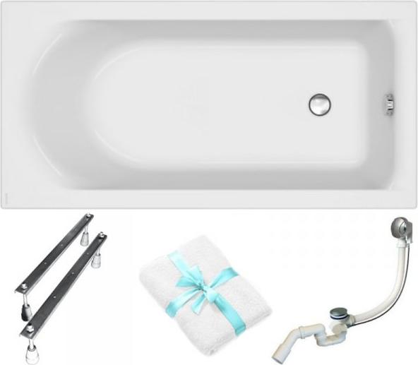 Cersanit | Badewanne - Wanne Rechteckig City - 150 x 75cm - Mit Syphon Und Füßen - Ergonomisches Design - Acrylwanne - Weiß