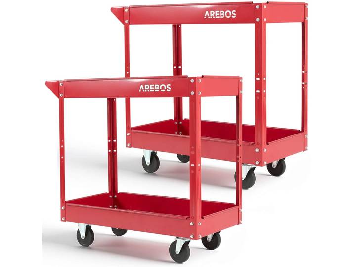 AREBOS 2x Werkplaatswagen Montagewagen Multifunctionele wagen met 2 laden