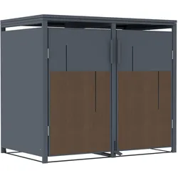 Mülltonnenbox Anthrazit mit Holzoptik für 2 Mülltonnen 240L 132x80x116cm Pedal