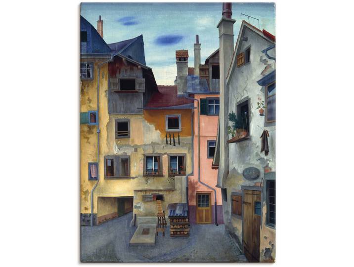 Leinwandbild ARTLAND Alte Häuser in Lindau , blau (farbe bild(er): blau), B:45cm H:60cm, Bilder, Leinwandbild, auf Holzrahmen gespannt