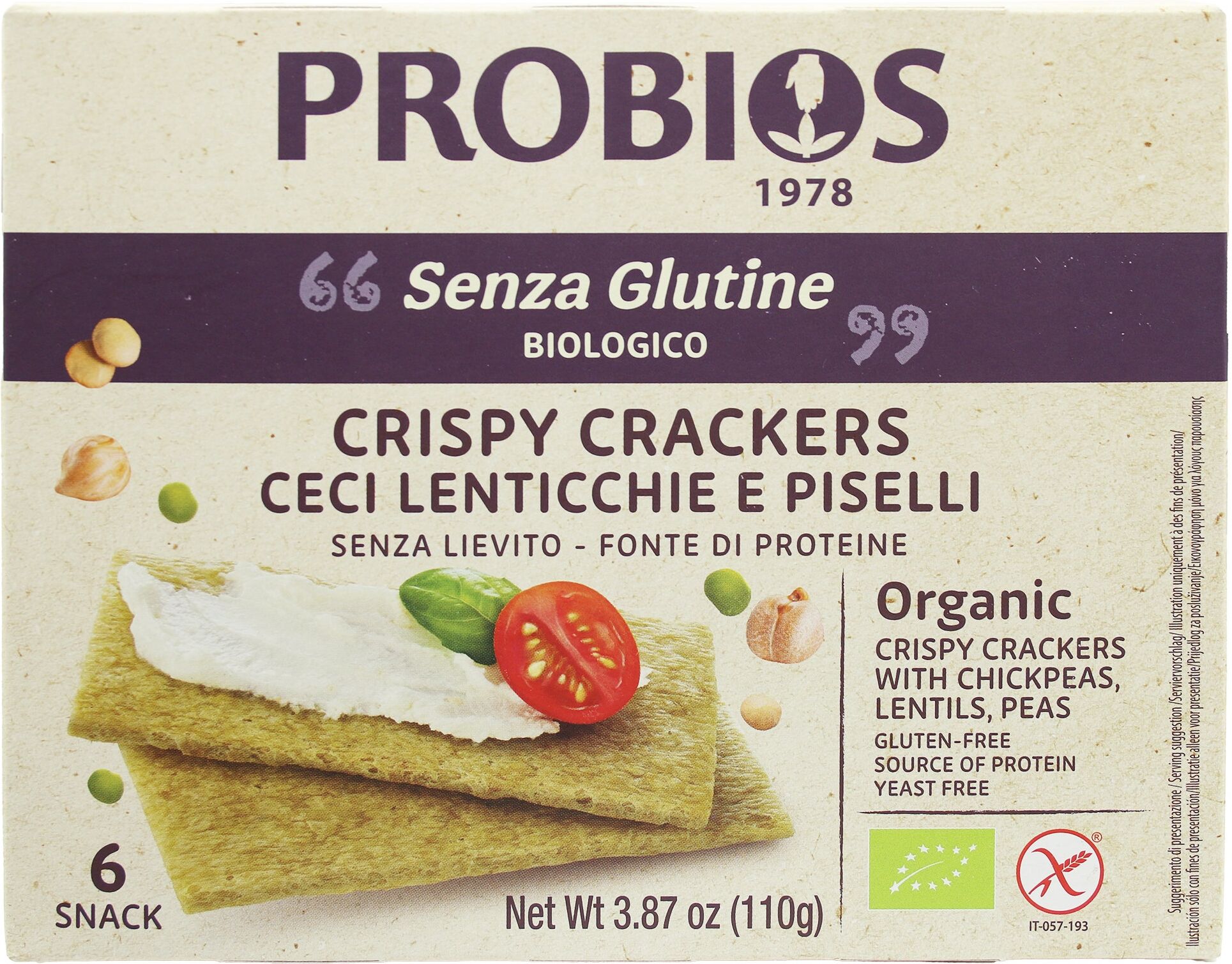 PROBIOS Altri Cereali - Crispy Crackers Con Ceci 110 Grammi 