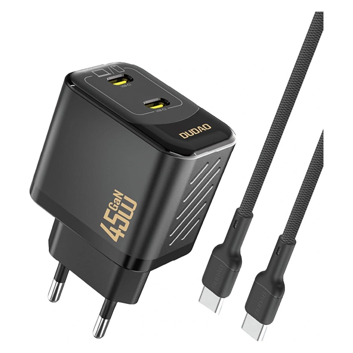 Dudao A28PCEU GaN Charger + USB-C (45 W, 2 Ports) (A28PCEU-black)