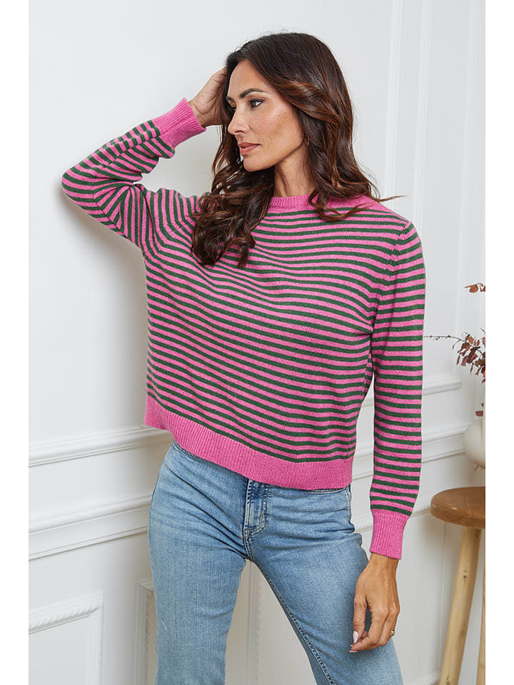 So Cachemire Pullover "Dweg" in Pink/ Khaki - M