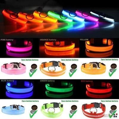 The Cart Load Waterproof LED Dog Collar, Blinking Flashing Light Up Glow For Pets, Adjustable, Enhanced Safety At Night red l