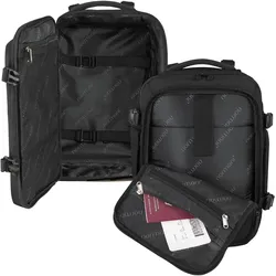 Normani Reiseset aus Reisetrolley und erweiterbarem Handgepäck-Rucksack, Koffer, Schwarz