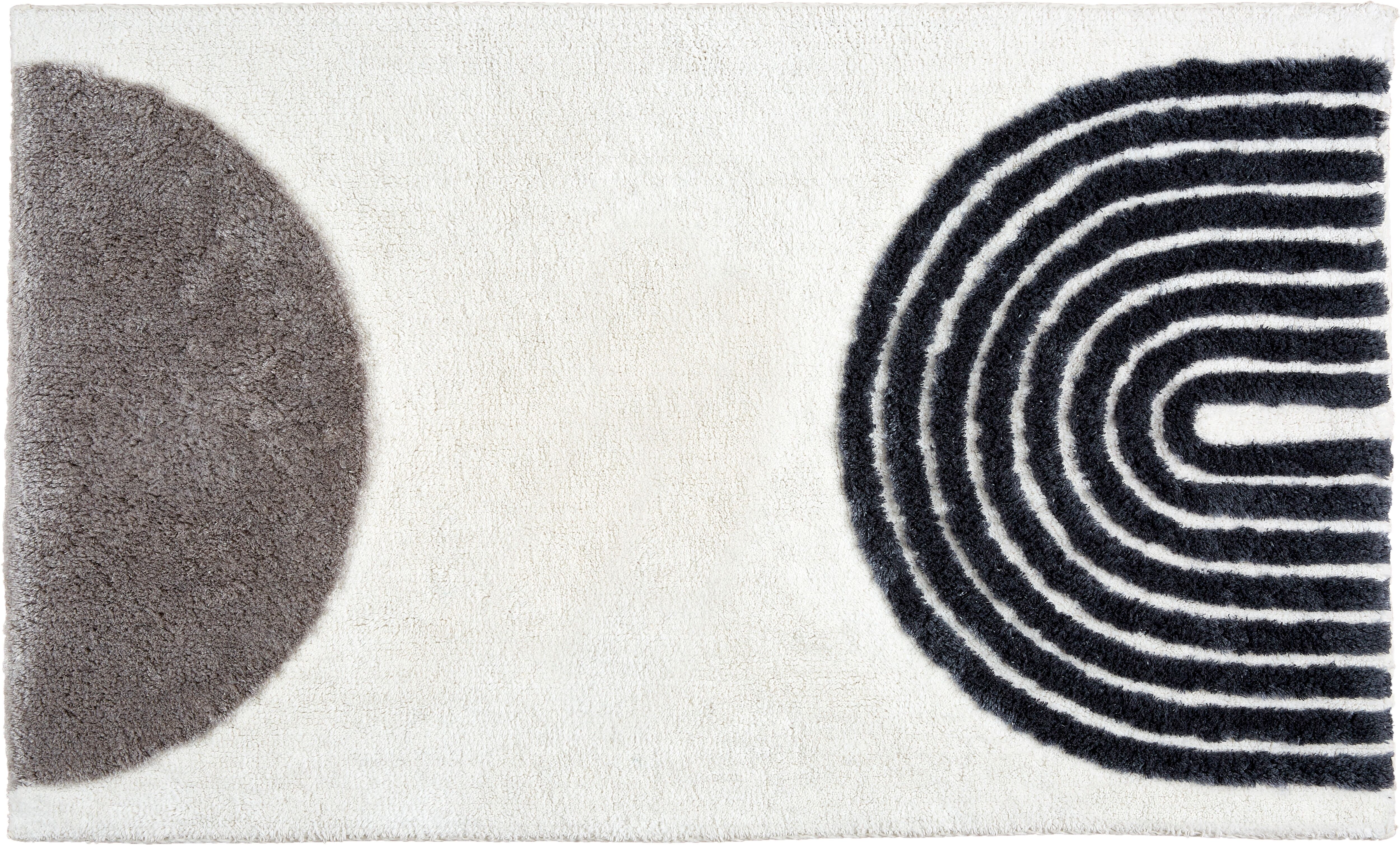 Badematte "Barbados 233", schwarz (schwarzweiß), H:17mm, Baumwolle, Viskose, SCHÖNER WOHNEN-KOLLEKTION, Badematten, Badematte, kuschelweicher Badezimmerteppich, waschbar schwarzweiß rechteckig (67cm x 110cm )