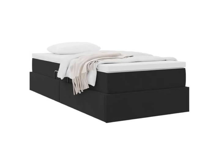 KTHLBRH Boxspringbett aus schwarzem Samt 90 x 190 cm mit Matratze Hydraulisches Heben, Metallrahmen, mittlere Härte, Stauraum