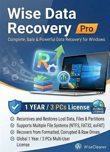 Wise Data Recovery Pro 1 Year / 3 PCs Global