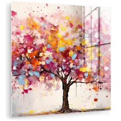 ACRYLGLASBILD Aquarell - Baum - Kunst - Abstrakt 90x90 cm