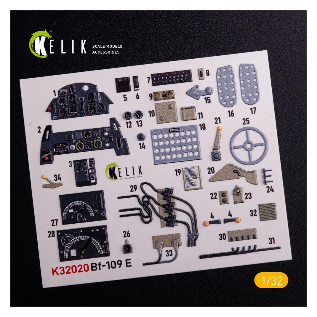 Kelik BF-109 E - Interior 3D Decal with 3D printed parts for Trumpeter kit (K32020)