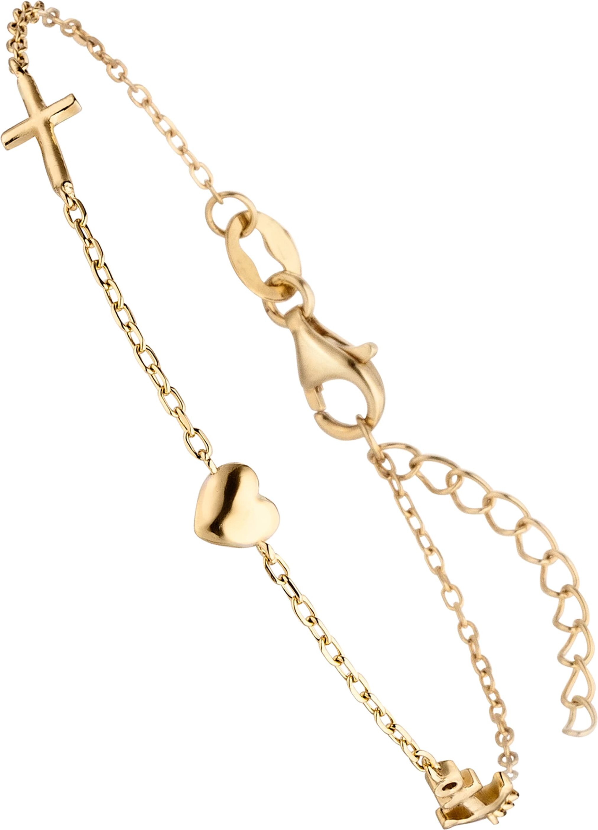 Armband JOBO "Glaube Liebe Hoffnung", gold (goldfarben), Armbänder, Damen, 19cm, Silber 925 (Sterlingsilber), Armband, 925 Silber vergoldet 19 cm