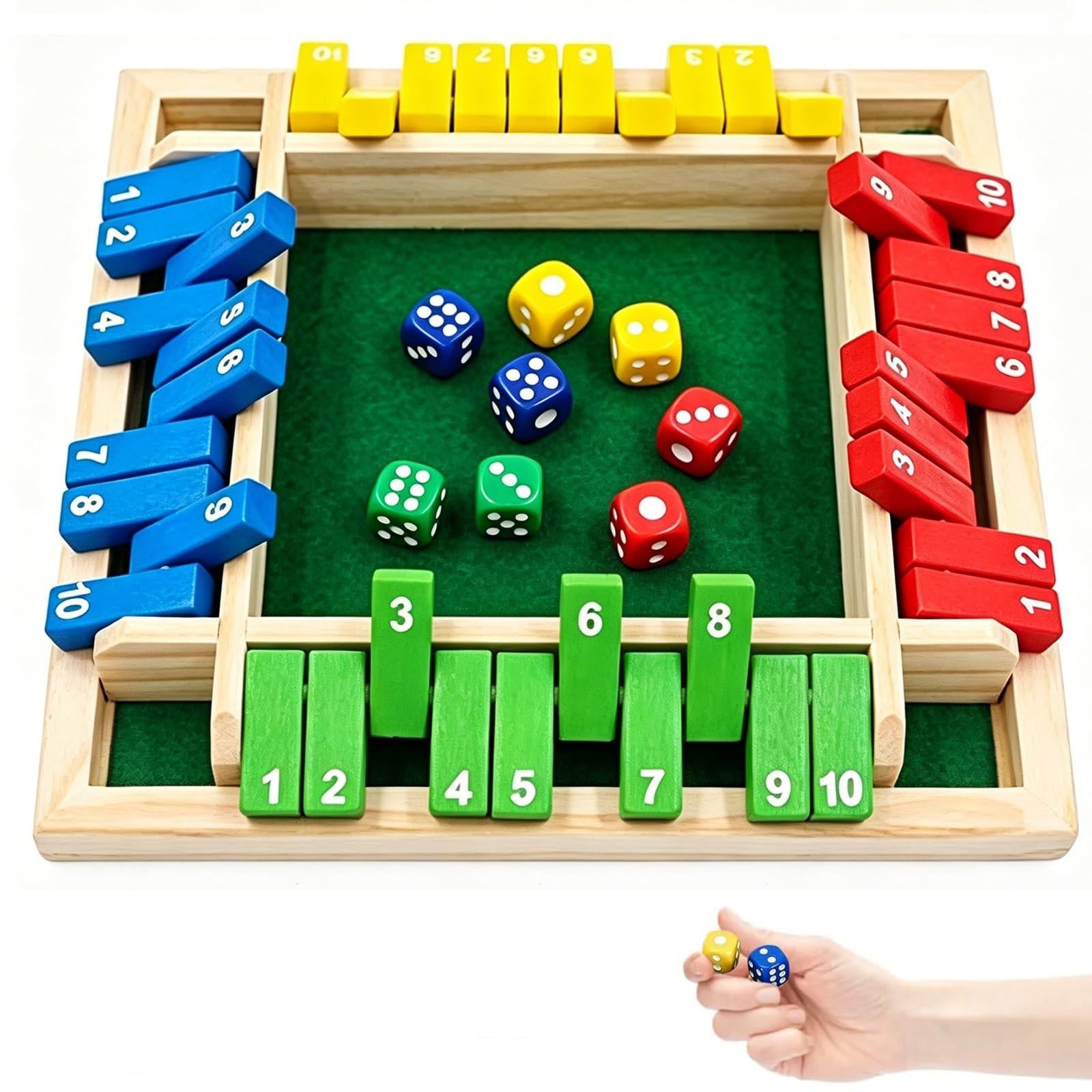 Houten Bordspel Shut the Box voor 4 Spelers