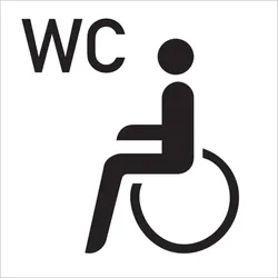 WC-Schild, WC + Piktogramm Barrierefrei - 300x300 mm Folie selbstklebend