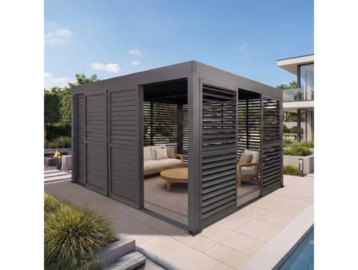Mendler Alu Pergola HWC-L46 11cm-Gestell 3x4m - anthrazit