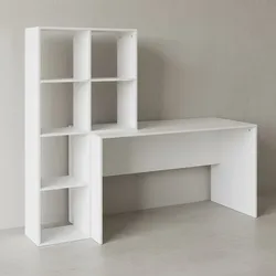 KADIMA DESIGN Großer Schreibtisch mit Regal, Puristisches Design, Melaminharzbeschichtung