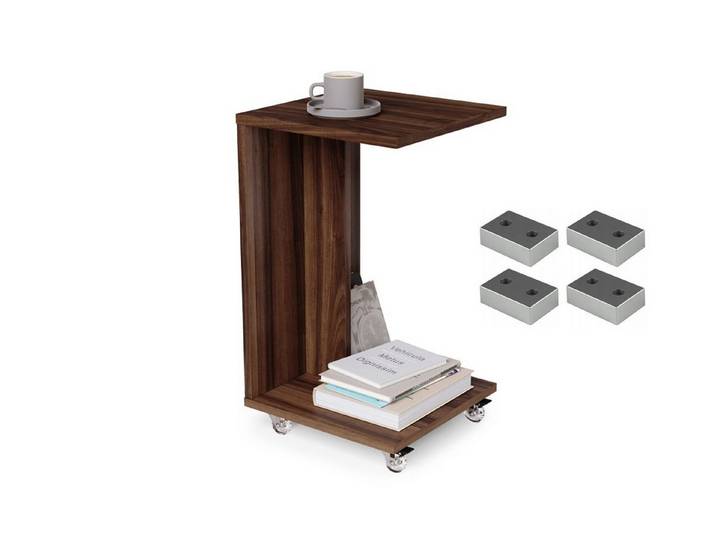 designimpex Beistelltisch Design Hugo Ecktisch Tisch Notebooktisch mit/ohne Rollen, tisch klein, ecktisch, rollbarer tisch, beistelltisch klein,homeoffice