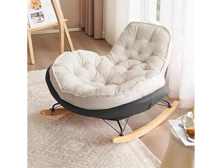 JIESOO Schaukelstuhl Moderner Hirschleder-Samt-Schaukelstuhl Mit Hoher Rückenlehne for Drinnen Und Draußen Bequeme Entspannte Schaukelstühle for Erwachsene for Schlafzimmer Und Wohnzimmer(Gray)