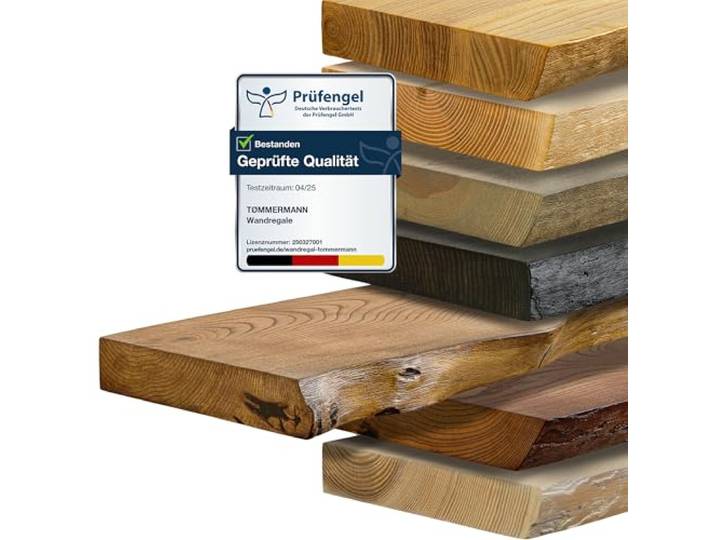 tømmermann - Wandregal mit Baumkante - massives Schweberegal Farbe Whiskey 90 cm Länge - Regalbrett aus Eschenholz 100% natürlich - Rustikales Wandboard mit unsichtbarer Wandmontage - Massivholzbrett