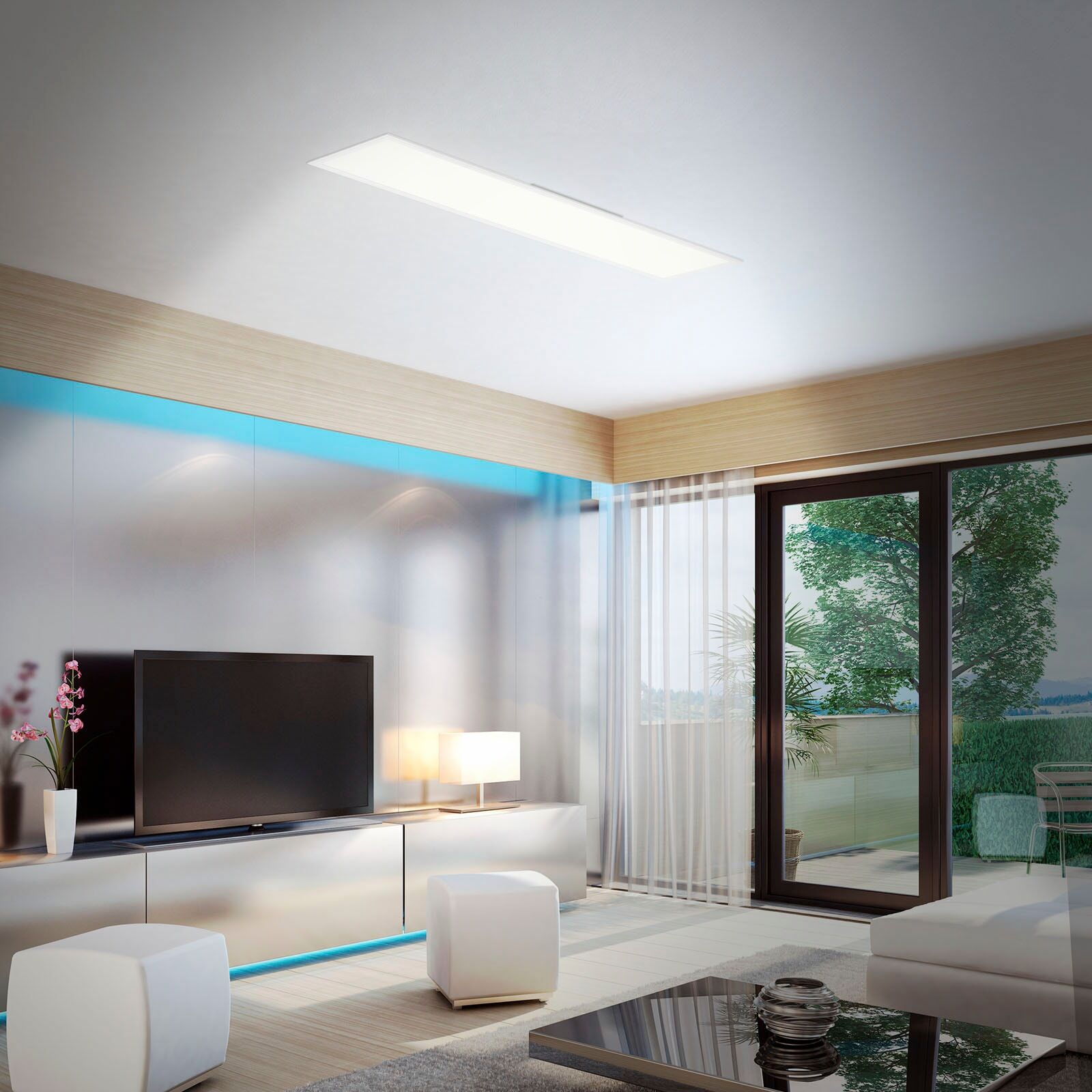 BRILONER LEUCHTEN LED Panel "7154016 Colour", weiß, Leuchten, Deckenlampe, 119,6x29,6x6,5cm, Weiß, 40W, Wohnzimmer, Schlafzimmer, LED Panel