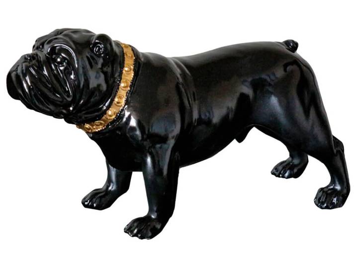 Skulptur Bulldogge mit Goldenem Halsband image LAND