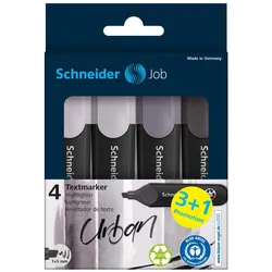 Schneider Job Textmarker schwarz 1.0 - 5.0 mm Schreibfarbe: Mehrfarbig, 3 St. + GRATIS 1 St.