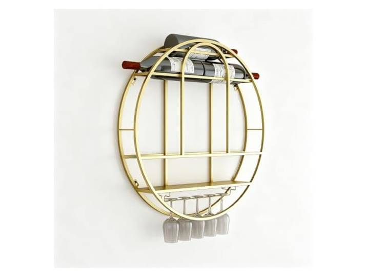 Industrielle Weinregale zur Wandmontage runder Weinflaschen-Glashalter Metall-Weinaufbewahrungsorganisator, Weinhalter, Heimbar-Regale, Aufbewahrungshalter(Gold,70cm)