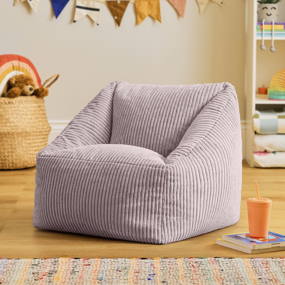 Icon Pouf fauteuil enfant en velours côtelé violet lavande Violet 55x50x55cm