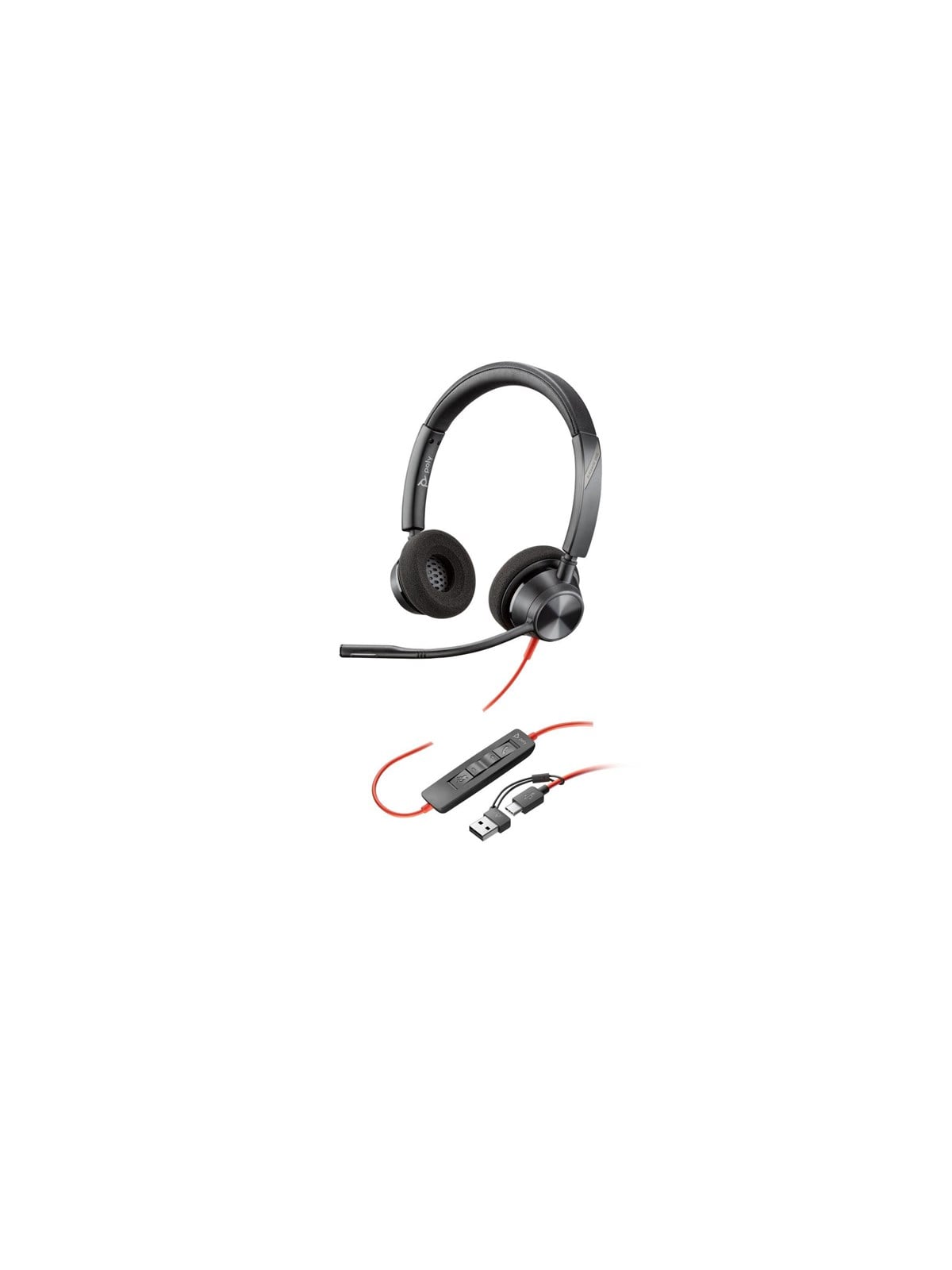 HP Poly Blackwire 3320 Stereo USB-C Headset +USB-C/A Adapter (8X219AA)