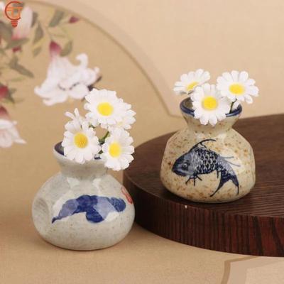 Inspired Living Chinese Style Ceramic Toothpick Holder And Cotton Swab Jar Mini Retro Vase style1 b 6x5.5cm
