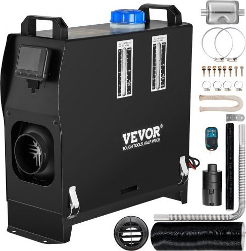 VEVOR Diesel Standkachel 5-8KW voor Auto, Camper en Vrachtwagen met Afstandsbediening en LCD-schakelaar, Zwart