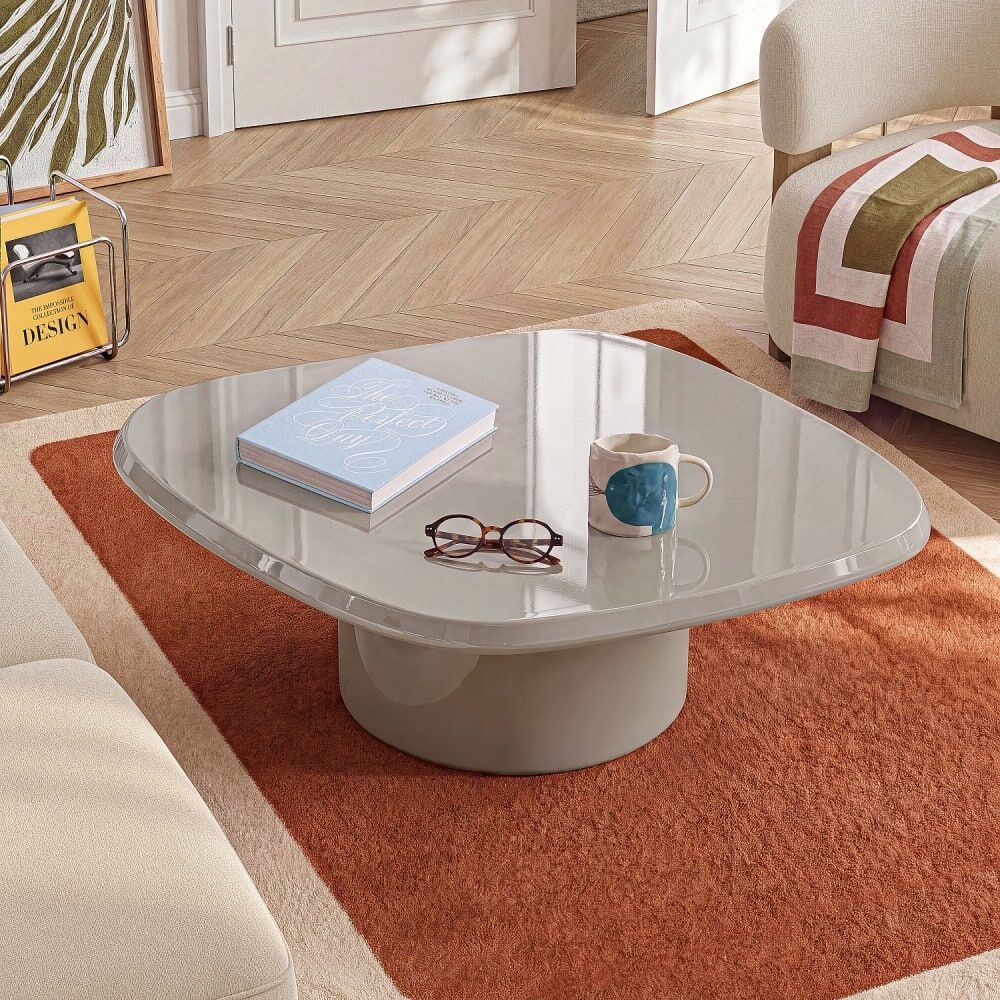 Habitat Table basse carrée laquage haute brillance - taupe Taupe 90x30x90cm