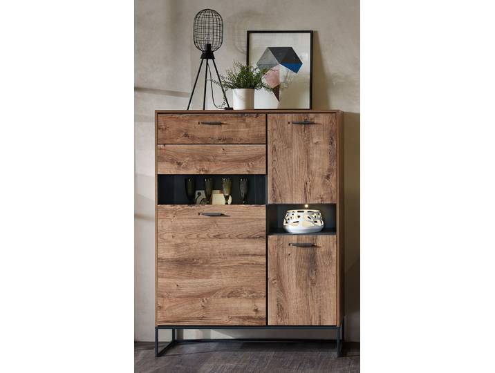 Wohn-Concept Manhattan Vitrine Holzwerkstoff/Metall Haveleiche