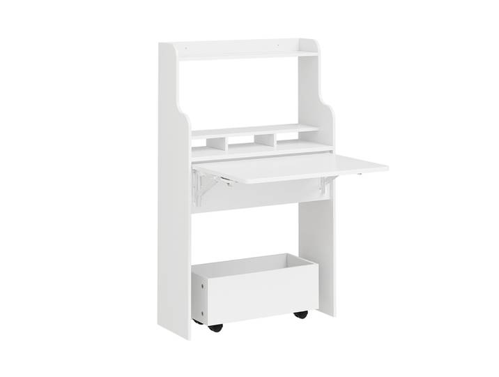 Sobuy Table Pliante Murale Avec Tiroir Blanc 61x25x100cm Moderne Fwt105-ii-w