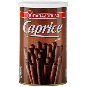 Papadopoulos Waffeln Caprice Dark Waffelröllchen, mit Creme-Füllung & dunkle Schokolade, 250 g