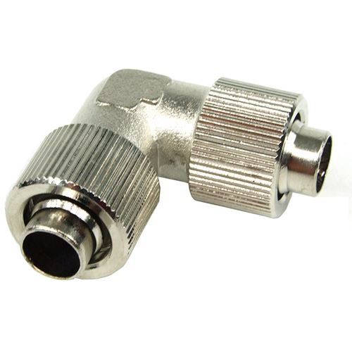 Aquatuning 13/10mm (10x1,5mm) L Schlauchverbinder - kompakt - silber vernickelt