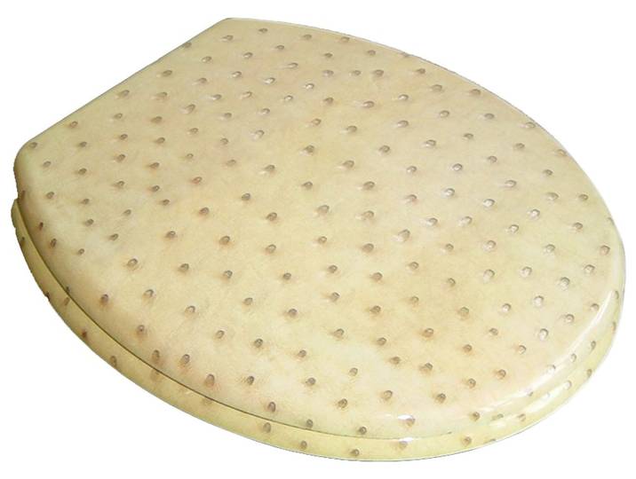 WC-Sitz ADOB Leder , beige, MDF - Mitteldichte Holzfaserplatte, WC-Sitze, WC-Sitz, mit messingverchromten Scharnieren