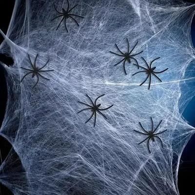Uplift Picks Halloween Spider Web Decoration Fake Spider Web Cotton Thread Haunted House Decor black