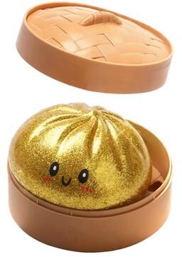 JoyToys Cute Dumpling Squishy Stress Relief Toy Bamboo Steamer Fidget Sensory Gift powder