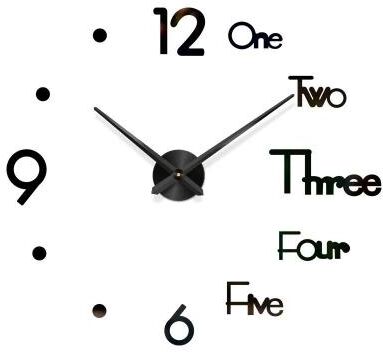 Uplifted Goods Contemporary 3D Oversized DIY Mirror Wall Clock 016 Black 3.28 4.27 Ft 3d