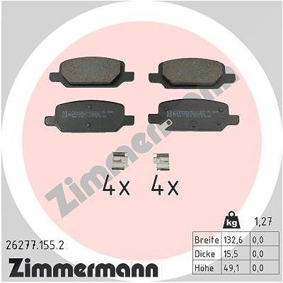 Zimmermann Bremsbelagsatz, Scheibenbremse [Hersteller-Nr. 26277.155.2] für Tesla