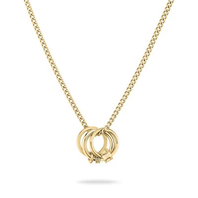 Kette mit Anhänger LIEBESKIND BERLIN "Schmuck Geschenk Edelstahl Halskette The D-Link Mini", gold (gelbgoldfarben), Halsketten, Damen, Edelstahl, L: 45 B: 2mm, B:2mm