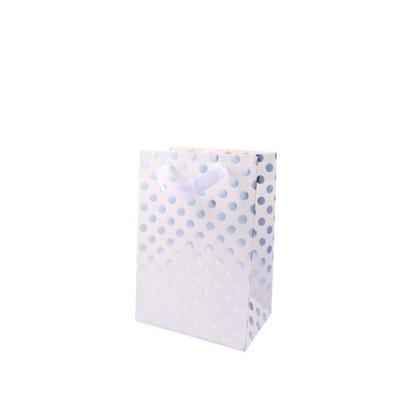 Geschenktüte Weiß Punkte Silber, M