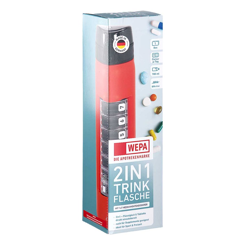 WEPA Apothekenbedarf GmbH & Co KG Wepa 2in1 Trinkflasche Mit 1x7 Dosierer Rot 19201557