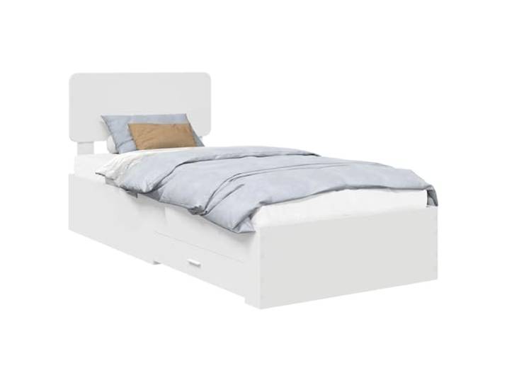 PUGYNBK Bettgestell mit Schublade, 90 x 190 cm, aus technischem Holz Integrierte Aufbewahrung, minimalistisches Design, einfache Montage, langlebig
