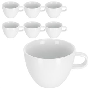 Van-Well Kaffeetassen Java Cappuccino, 290 ml, Porzellan, weiß, 6 Stück