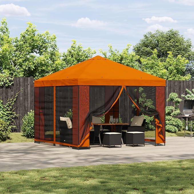 Garten Pavillon Partyzelt 3 x 3 m mit Seitenteilen, wasserdichtes Gartenzelt mit Polyesterdach und Stahlrahmen, wetterfeste Überdachung für Terrasse, Outdoor, Camping, Grillen, Hochzeit