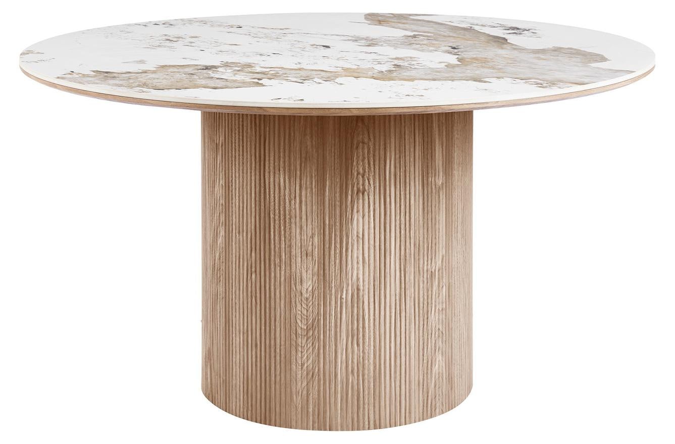 House Nordic Eettafel Athens Keramisch Wit/Bruin Rond ø140 cm